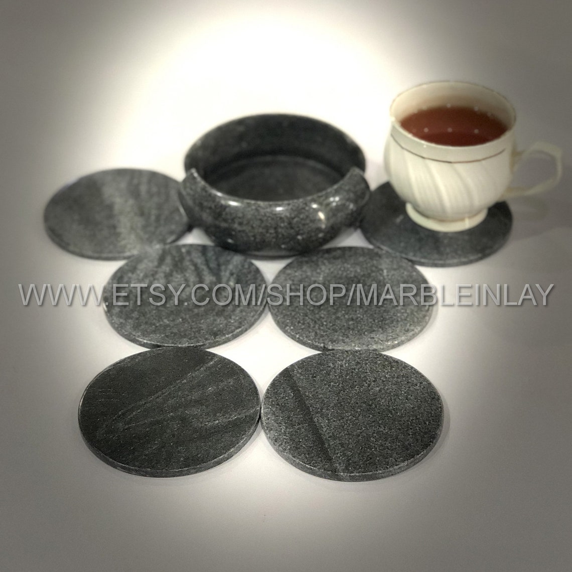 Black Marble Coasters Set With Holder Handmade Wedding Etsy