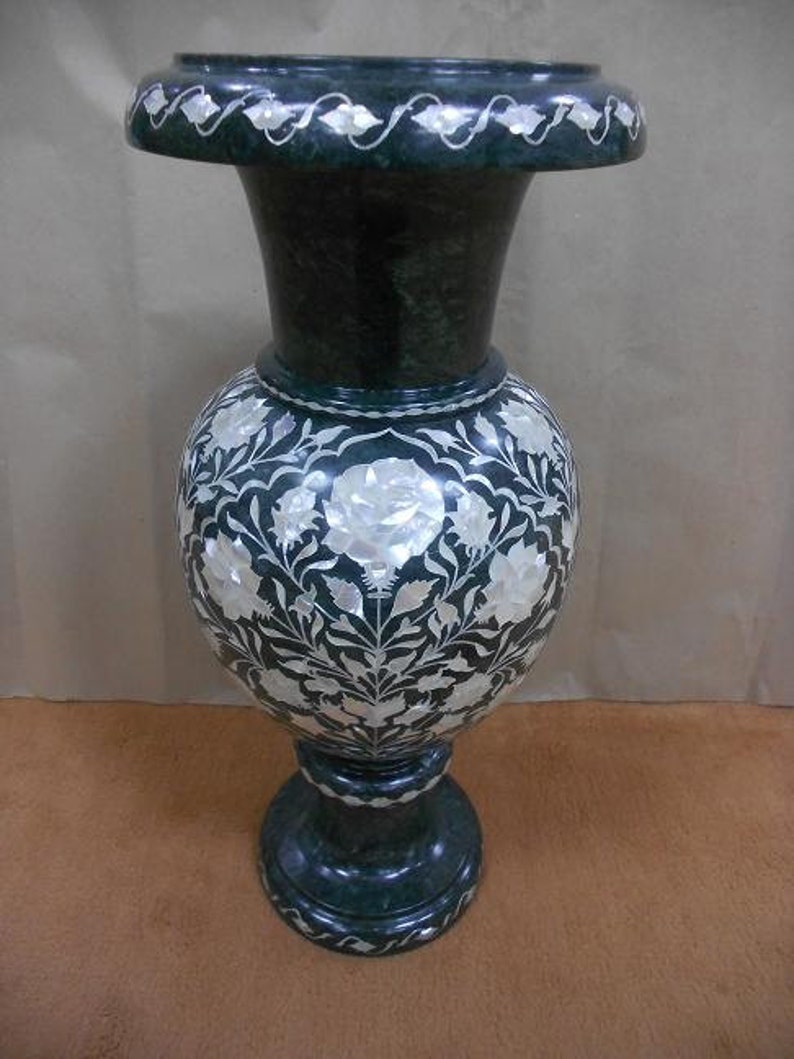 Marble Flower Vase / Stone Inlay Antique Vases / Hand Made Etsy