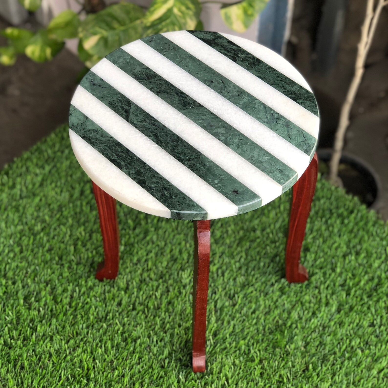 White Marble Corner Table Top Home Decor Etsy