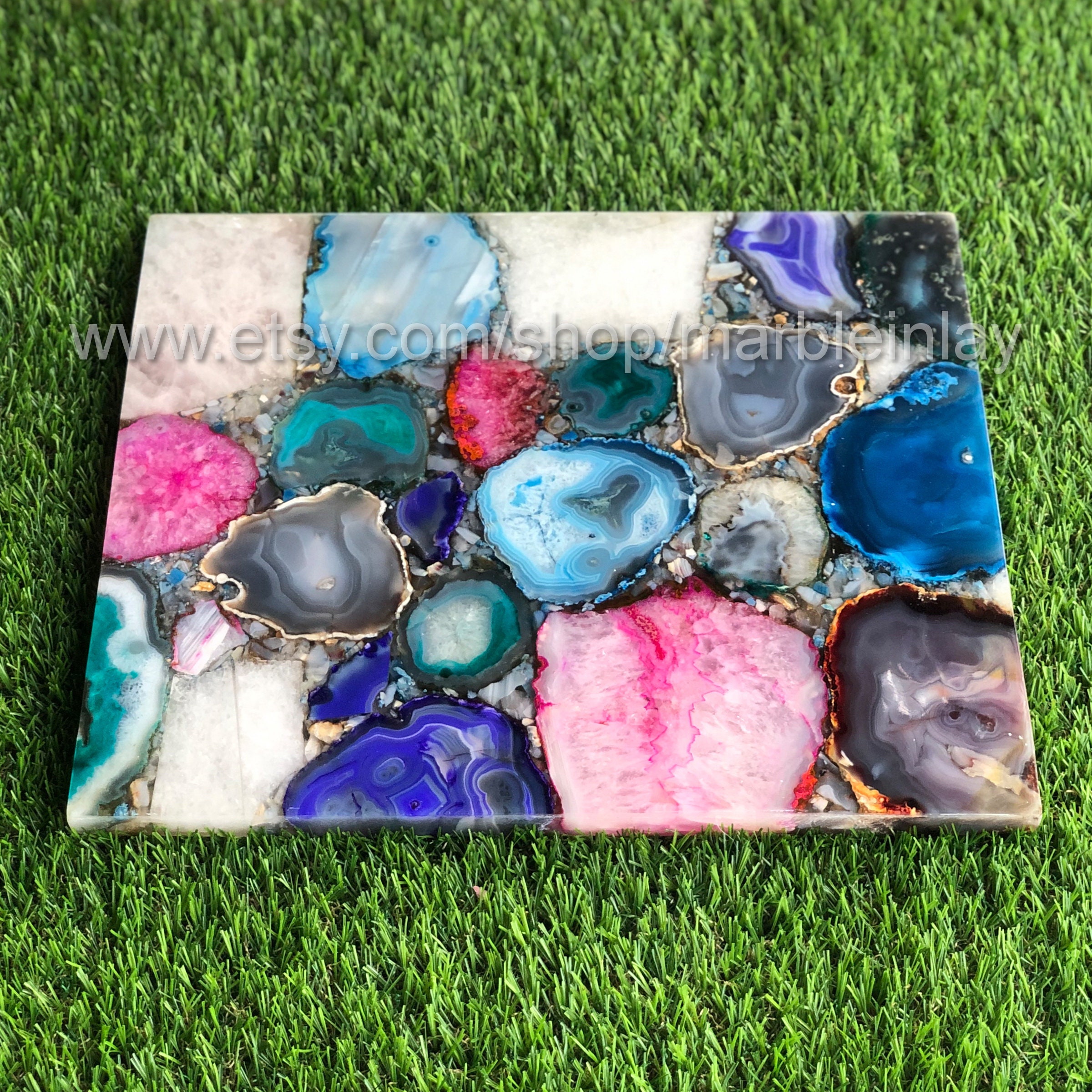 Agate Side Table Top Multicolour Agate Table Living Room Etsy UK