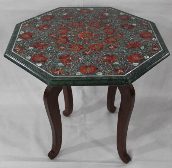 Octagonal Coffee Table Top Marble Inlay Work Hand Made Pietra Image 0