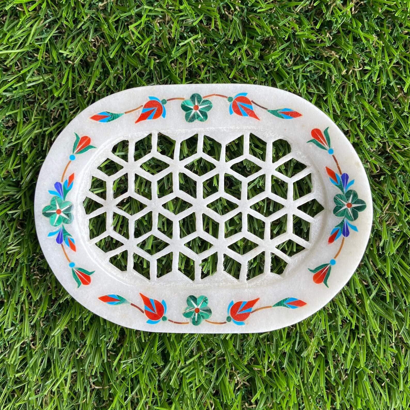 Soap Dish Handmade Natural Marble Inlay With Semiprecious Etsy