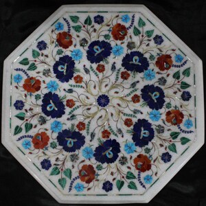 Marble Table Stone Inlay Coffee Table / Hand Made Inlaid Living Room ...