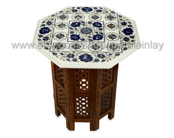 Marble Inlay Table Bedside Nightstand Modern Furniture For Living Room Mid Century Minimal Side Table For Home Decor