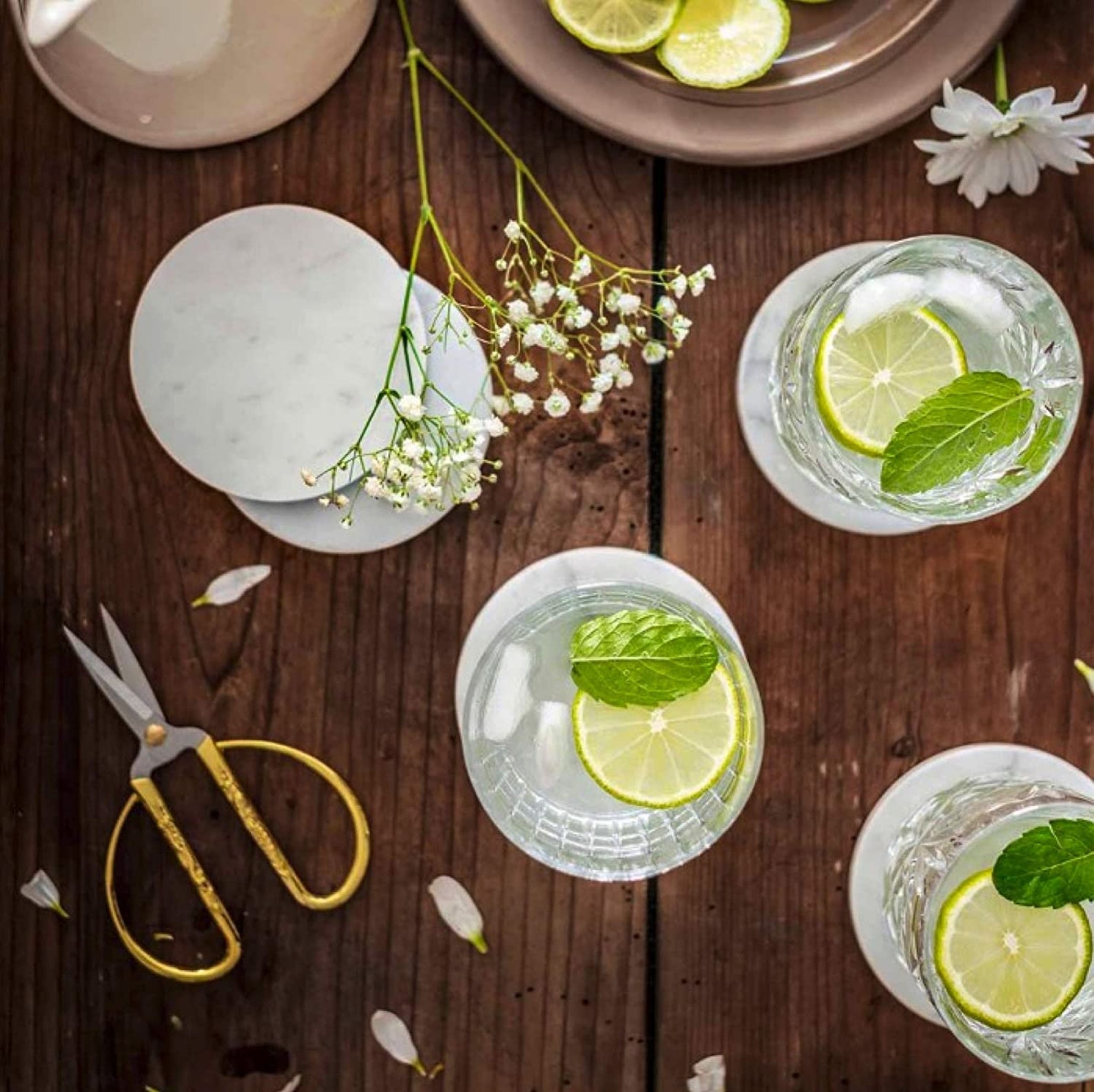 Kitchen Coaster Set Premium Marble Coasters Polished Round Etsy UK