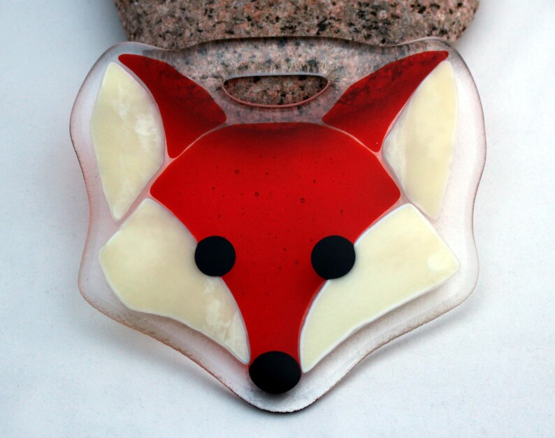 Fused Glass Fox Head Suncatcher UK Designer maker Etsy
