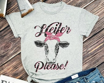 Heifer Please Shirt, Cowgirl shirt, Farm animal shirt, Cow gifts, Cow face print, Country girl shirt, Country music shirt