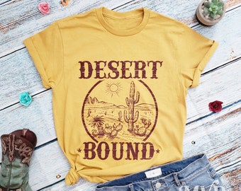 Desert Bound Shirt, Cactus shirt, Trendy graphic apparel, Botanical shirt, Distressed travel shirt