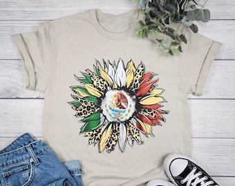 Mexican Sunflower Shirt, Sunflower shirt, Mexico shirt, Mexican Graphic Tee, Cinco De Mayo Shirt, Fiesta Shirt, Mexican Party Shirt