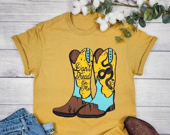 Don't Tread on Me Shirt, Cowboy Boots Shirt, Texan Shirt, Vintage cowboy shirt, Cowgirl shirt, Boots Graphic Tee