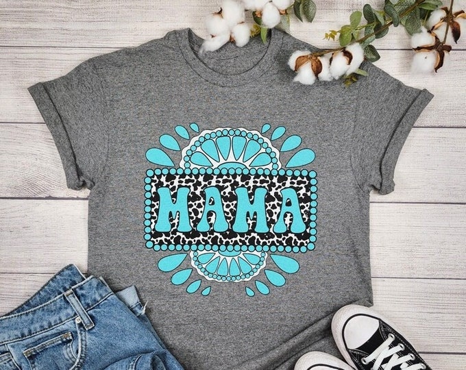 Featured listing image: Turquoise Gemstone Mama Graphic Tee