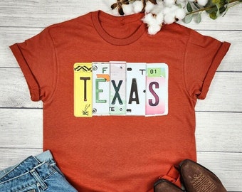 Texas License Plate Shirt, Texan shirt, Fourth of July shirts, Vintage cowboy shirt, Cowgirl shirt, Yeehaw Shirt, Texas Graphic Tee