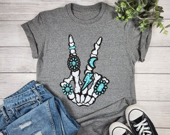 Peace Gemstone Shirt, Peace Shirt, Skeleton Shirt, Bohemian t-shirt, Spiritual shirt, Dreamcatcher, Boho gift idea