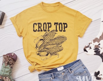 Crop Top Corn Shirt, Funny Shirt for Women, Corn shirt, Farmer shirt, Country girl shirt, Simply Southern tees, Farm life shirt