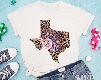 Leopard Map Texas Shirt, Gift for her, Texas pride shirt, Texas lover shirt, Simply southern tees, Leopard print shirt
