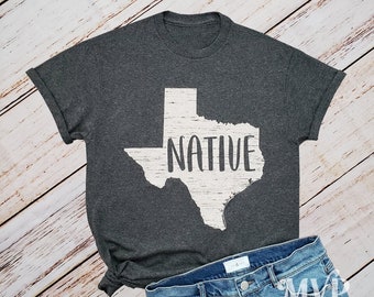 Native State Map Texas Shirt, Texas shirt women, Moving away gift, Southern tees