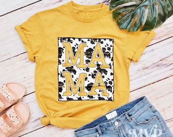 Cow Print Mama Tee