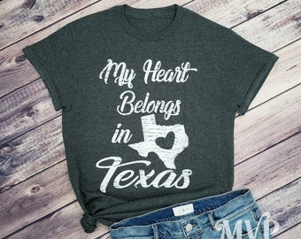 My Heart Belongs in Texas Shirt, Texas Heart Shirt, TX Shirt, Texas graphic tees, Texas Pride, Texas shirt