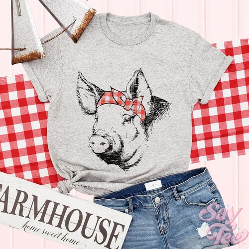 Pig Shirt Bandana Southern Tees Funny Farm Animal Shirt Etsy