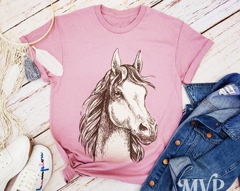 Pferdegeist Shirt, Süßes Pferdeshirt, Pferdeliebhaber Geschenke, Hand siebdruck, Pferdedame Geschenke
