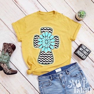 Chevron Cross Shirt, Gemstone Shirt, Country music shirt, Turquoise Stone Chevron Cross Shirt, Gemstone Shirt, Country music shirt, Turquoise Stone