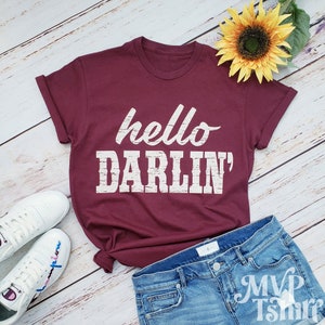 Hello DARLING Shirt, Surprise gifts, Darlin shirt, Womens Western Shirt, Country music shirt
