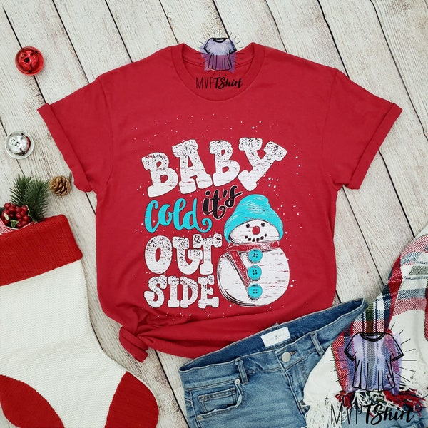 Baby It's Cold Outside Snowman shirt, Mom and me shirts, Matching pyjamas, Holiday matching tee, Mom stocking stuffer