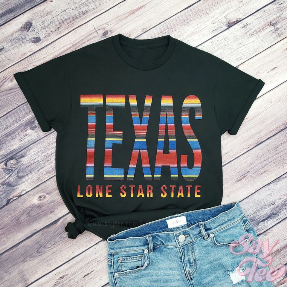 Discover Texas Serape Shirt, Texas Lone Star State serape tee, Texas souvenir tee, Texan pride tee