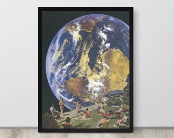 Framed earth print, Framed space art, Living room decor, Unique framed art, Large framed print