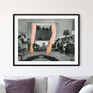 Black and white wall art, monochrome art, pink detail art, living room print,