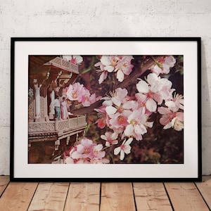 Arte de flor de cerezo, póster rosa, arte de flores rosas, arte de árbol, árbol en flor, decoración del hogar, arte de pared para el hogar, regalo de boda, impresión de flor de cerezo