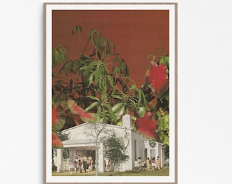 Red print, Plants wall art, Architecture poster, Modern large prints