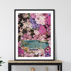 Extra large pink print, Summer wall art decor, Living room large poster