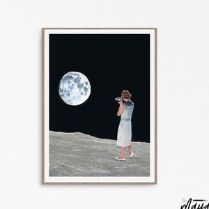 Moon print, full  moon prints, black and white prints, la luna poster, photographer gift, retro, vintage, modern prints, large art prints,