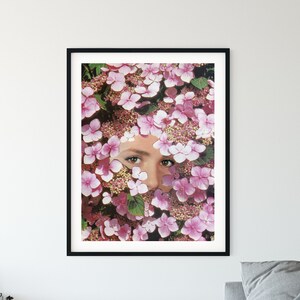 Extra large pink wall art print - Large floral print - Living room art