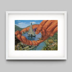 Impression d’art 5x7 - Impression mer - Collage d’art sur carte postale vintage