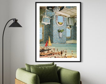 Extra large beach print, Summer wall art, Modern architecture, Large prints, Living room decor, Portrait prints