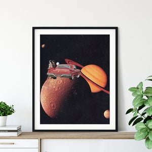 Space poster, Saturn art, Travel poster, Traveller gift, Couple art