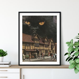 Extra large cat art print - Black cat illustration poster