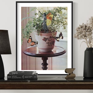 Fairy print, Plant lady lover art, Butterfly poster, Unique art, Collage art