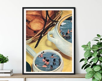 Impression de soupe, art mural d'été, impression de piscine