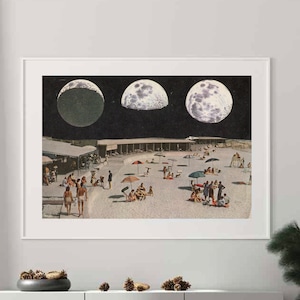 Full moon extra large print, Moon phases, Beach poster, Oversized art