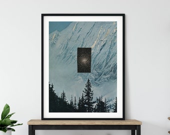 Winter wall art print, Snow prints, Universe art, Minimalistic art poster