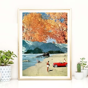 Herbst / Herbst Kunstdruck, Orange Poster, Landschaft Kunst, Modernes Kunstwerk, Wand Kunst Druck