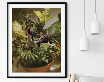 Botanical wall art, plant print, indoor plants illustration, collage art, mid century prints