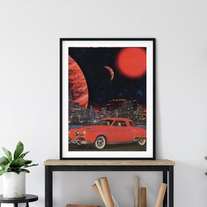 Red art print, Couple red art, Vintage car poster, Love art, Planets, Venus