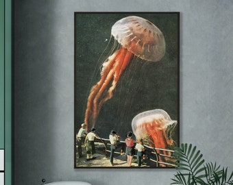 Extra large art print, Jelly fish art, Modern print, Large wall art, Living room art, Kitchen, Hallway