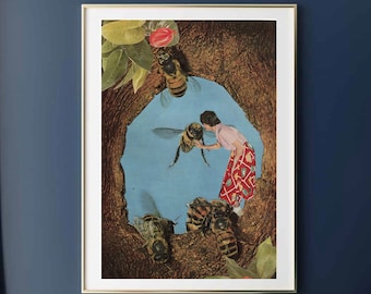 Bienendruck, Hummeldruck, Bienenwandkunst, Geburtstagsgeschenk, Bürowandkunst