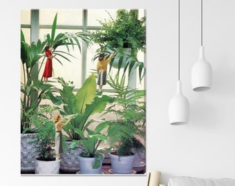 Indoor plants canvas art, Plants illustration, Fairy house art, Surrealism, Large canvas, Unique art