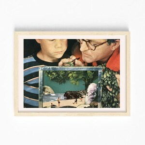 Impression d’art 5x7 - Impression d’aquarium de plage- Art du collage